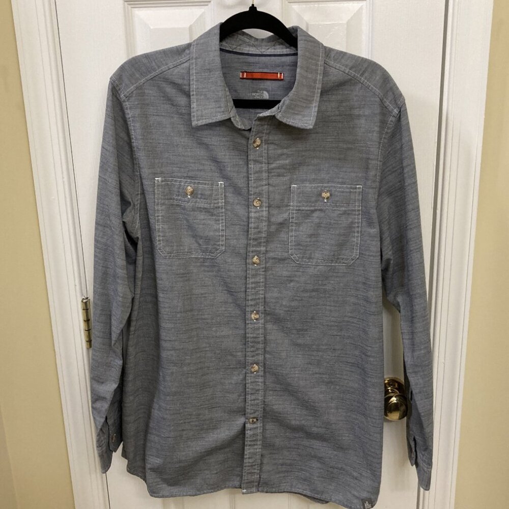 The North Face Button Up Long Sleeve Shirt - Gray Chambray - Large